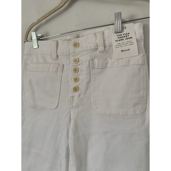 NWD Madewell Flea Market Flare Jeans Pure White Stretch Denim Jeans Size 26 - Picture 6 of 13